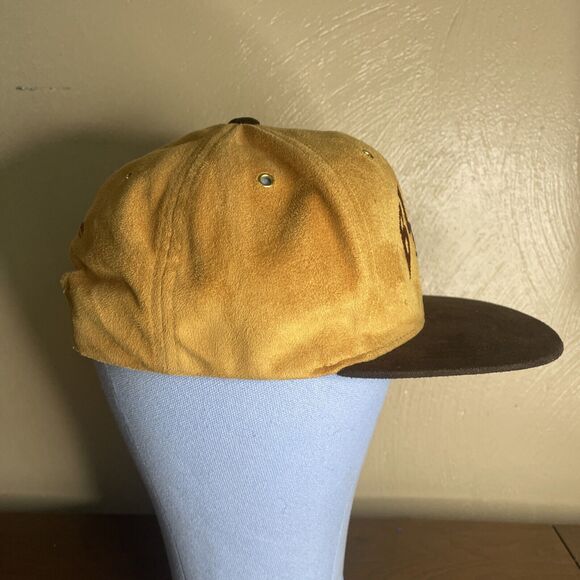 Rear Mitchell & Ness Hat/Cap SnapBack Chicago Bulls Tan/Brown Suede Like EUC - Picture 4 of 9